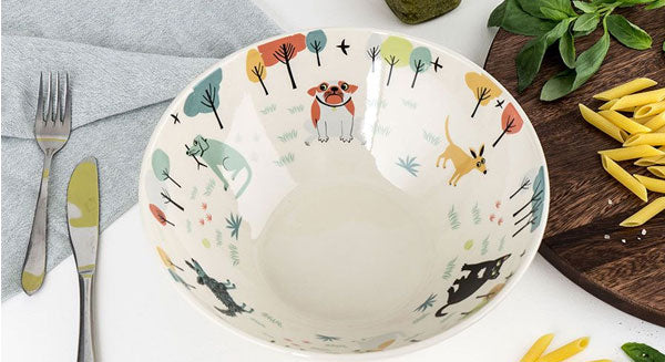 Handmade ceramic Dog Serving or salad bowl by Hannah Turner