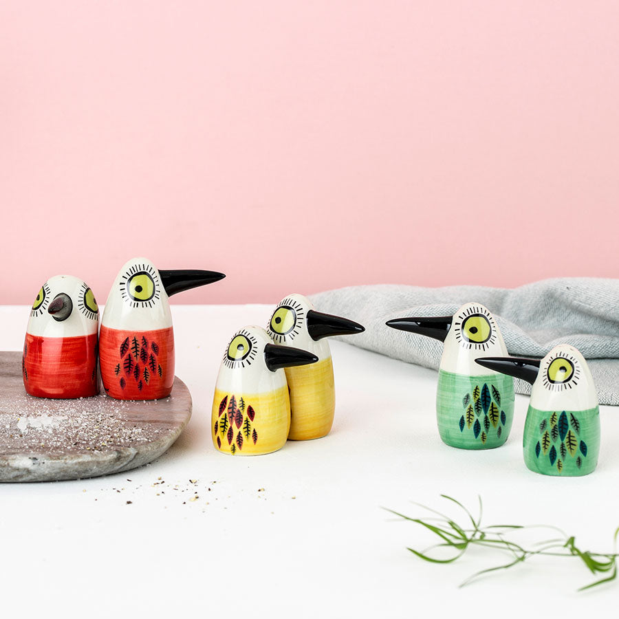 Handmade Ceramic Yellow Bird Salt and Pepper Shakers by Hannah Turner