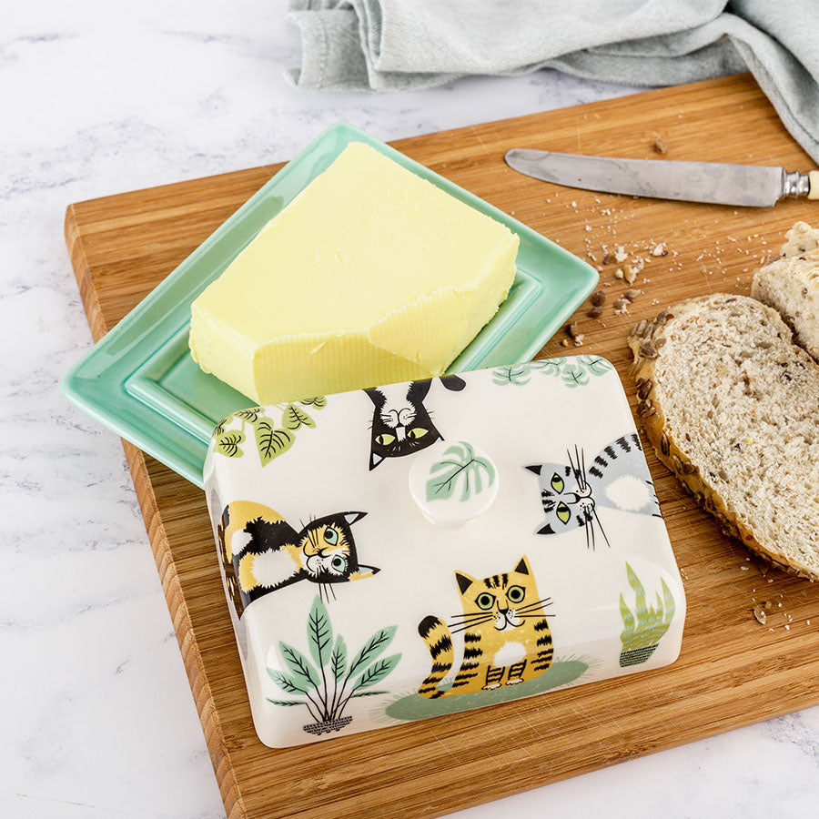 Handmade ceramic Cat Butter Dish by Hannah Turner
