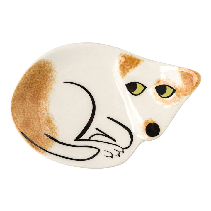 Handmade Ceramic Brown and White Dog Trinket Dish by Hannah Turner