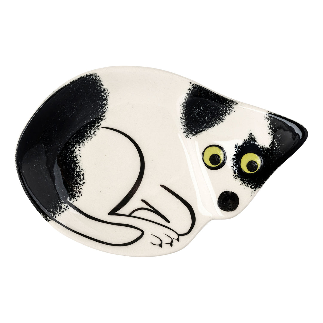 Handmade Ceramic Black and White Dog Trinket Dish by Hannah Turner
