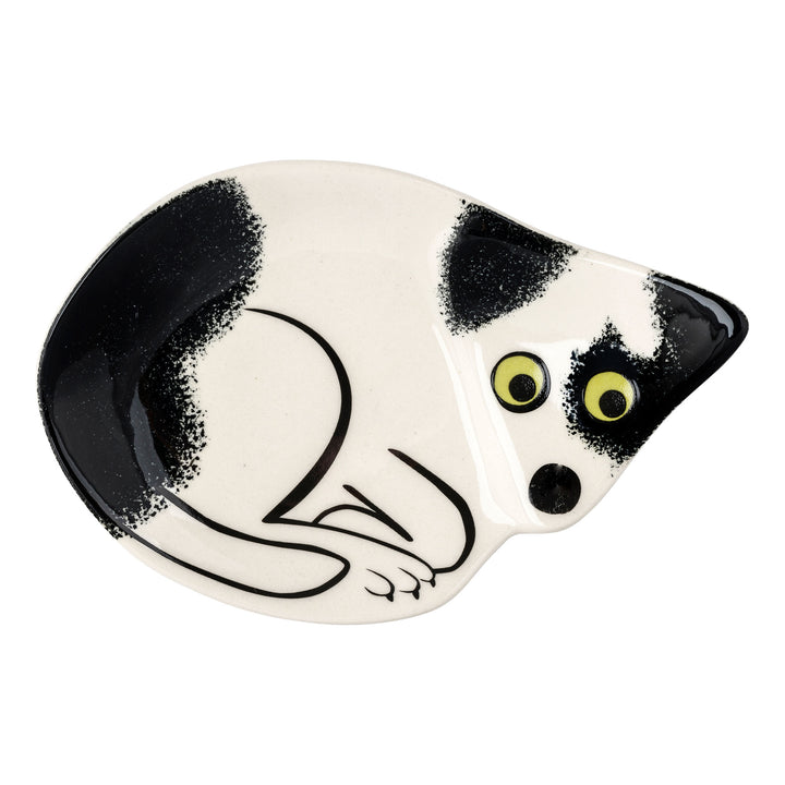 Handmade Ceramic Black and White Dog Trinket Dish by Hannah Turner