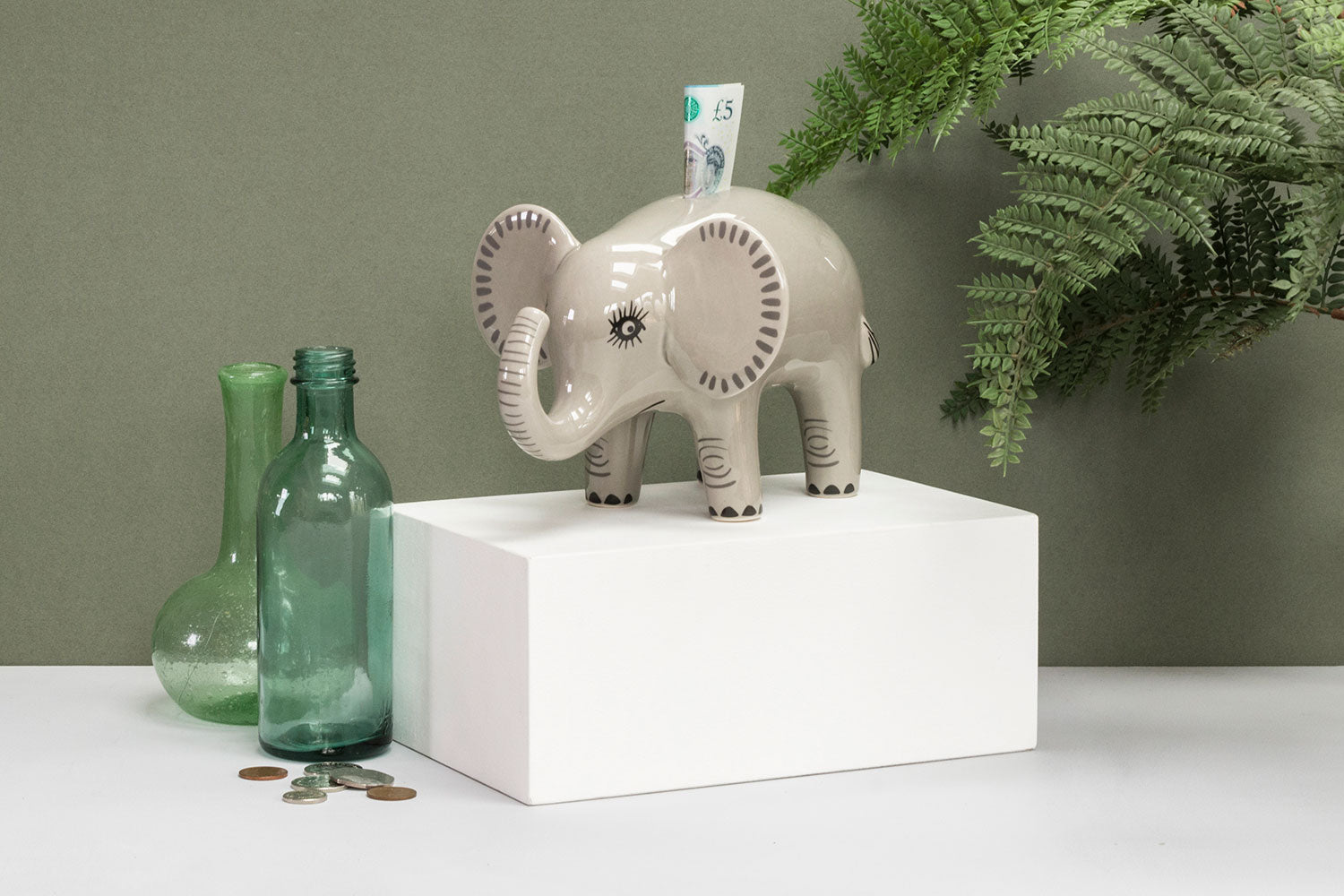 handmade ceramic elephant money box coin bank by hannah turner