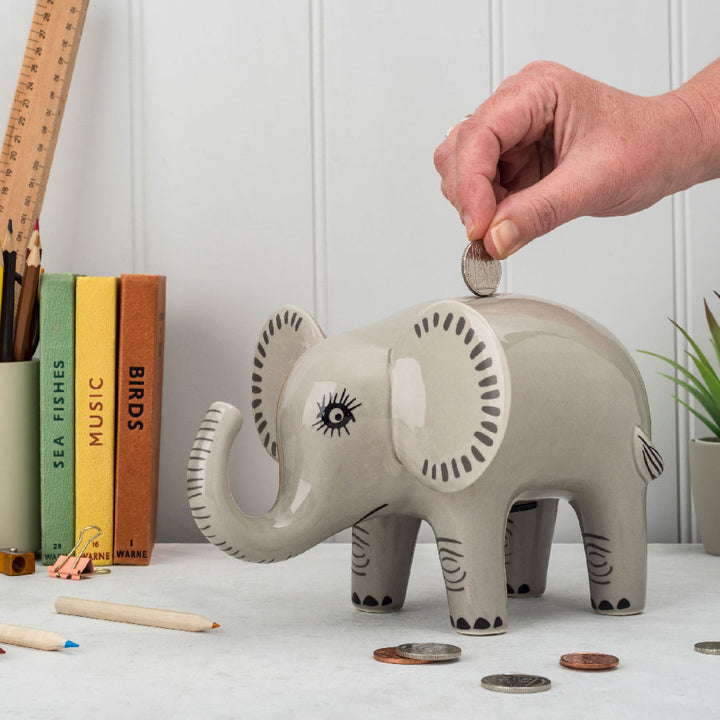 Handmade Ceramic Elephant Money Box by Hannah Turner