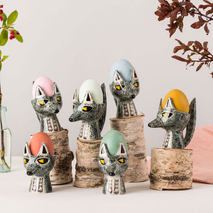 Handmade Ceramic Wolf Egg Cup by Hannah Turner