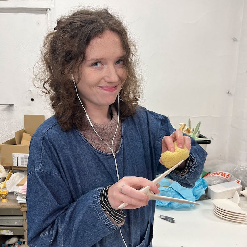 Megan working with clay