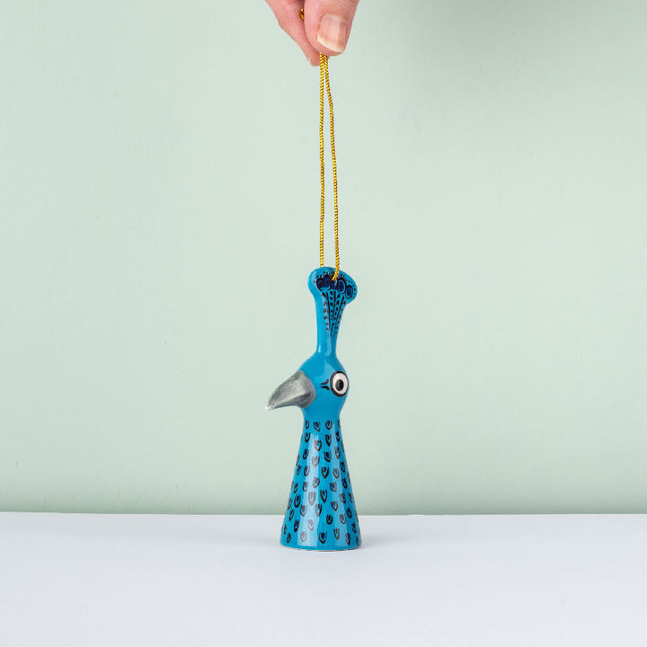 Handmade Ceramic Peacock Hanging Decoration by Hannah Turner