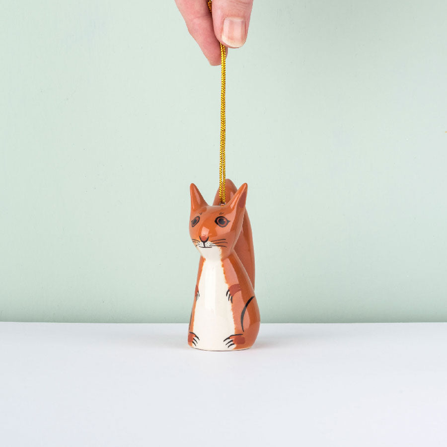Handmade Ceramic Red Squirrel Hanging Decoration by Hannah Turner