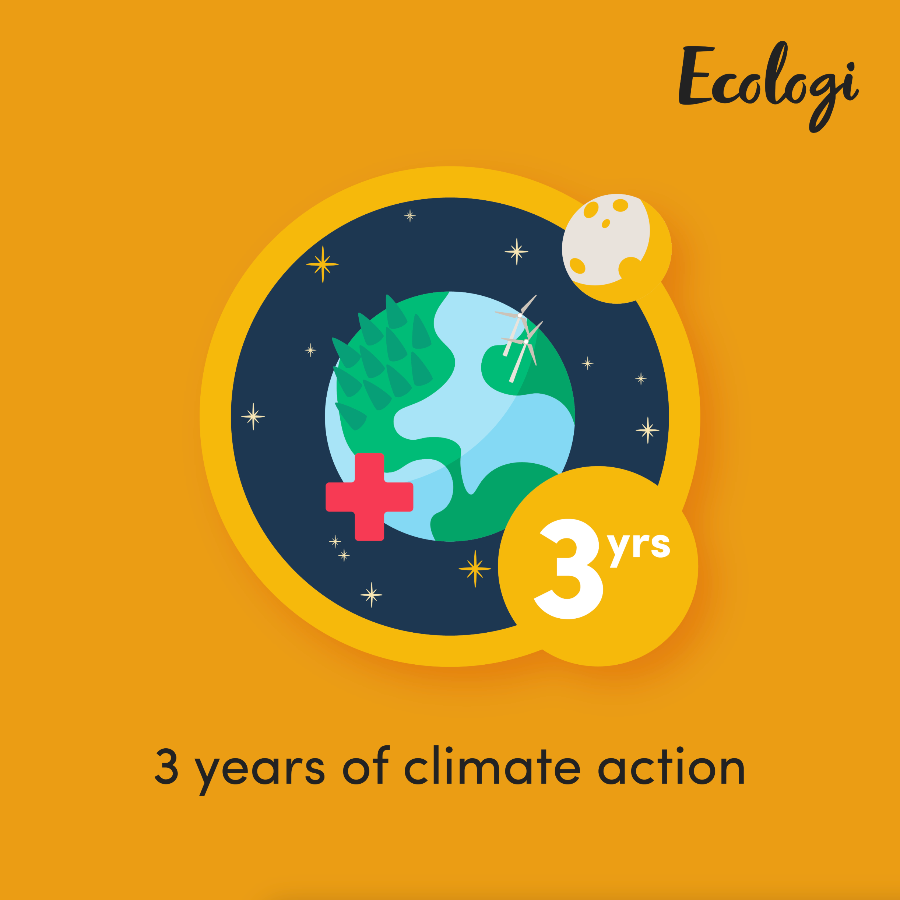 Ecologi achievement badge for Hannah Turner - 3 years of climate action
