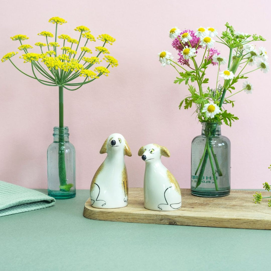 Handmade Ceramic Scruffy Dog Salt and Pepper Shakers by Hannah Turner
