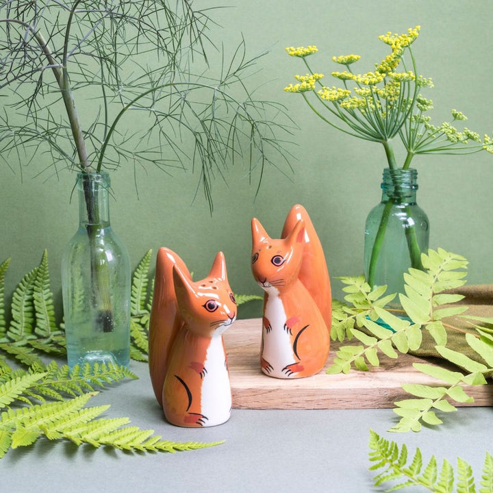 Handmade Ceramic Red Squirrel Salt and Pepper Shakers by Hannah Turner