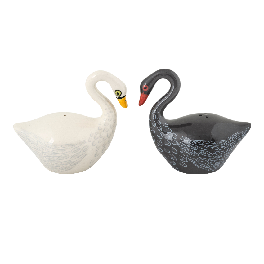 Handmade Ceramic Swan Salt and Pepper Shakers