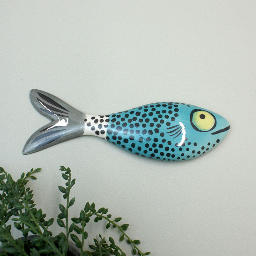 Fish Ceramic Wall Art - Teal Blue