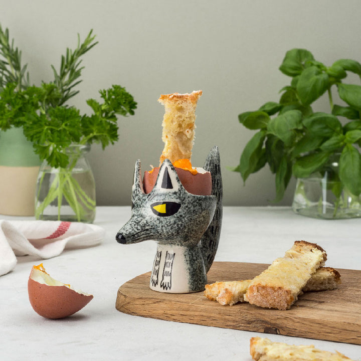 Handmade Ceramic Wolf Egg Cup by Hannah Turner