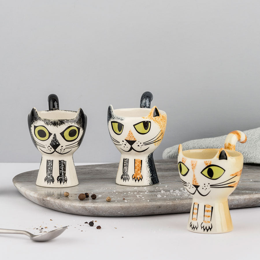 Handmade Ceramic Cat Egg Cups by Hannah Turner