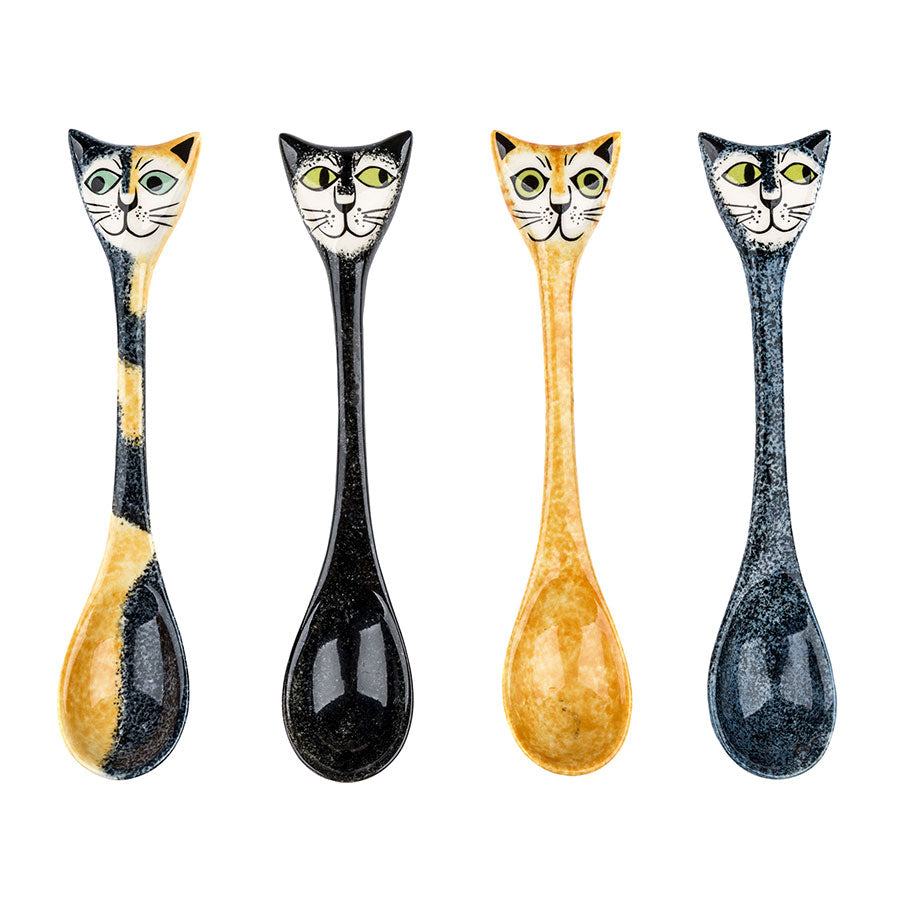 Handmade Ceramic Cat Spoons - box of four by Hannah Turner