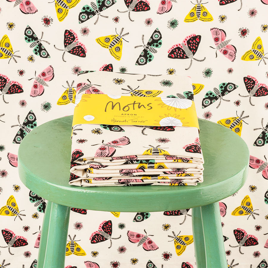 Screen Printed Unbleached Cotton Moth Apron by Hannah Turner