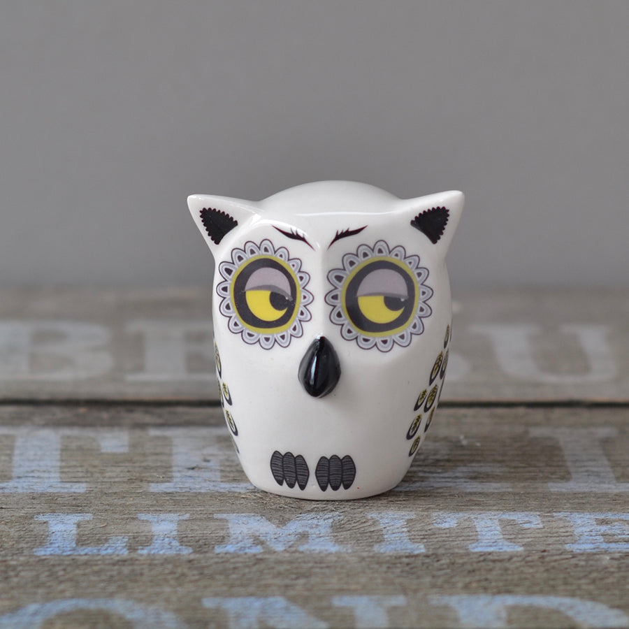 Handmade Ceramic Yellow Baby Owl Ornament by Hannah Turner