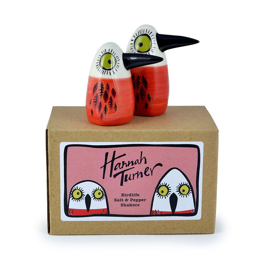Handmade Ceramic Red Bird Salt and Pepper Shakers by Hannah Turner