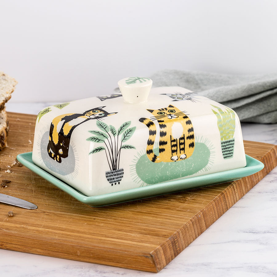 Handmade Ceramic Cat Butter Dish by Hannah Turner