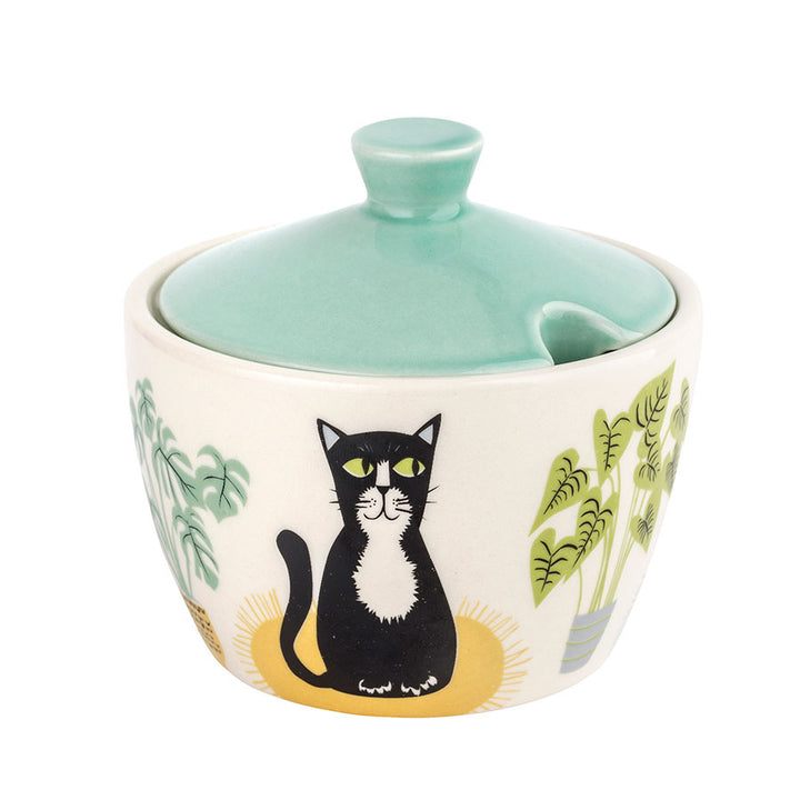 Handmade Ceramic Pottery  Cat Sugar Bowl with Lid by Hannah Turner