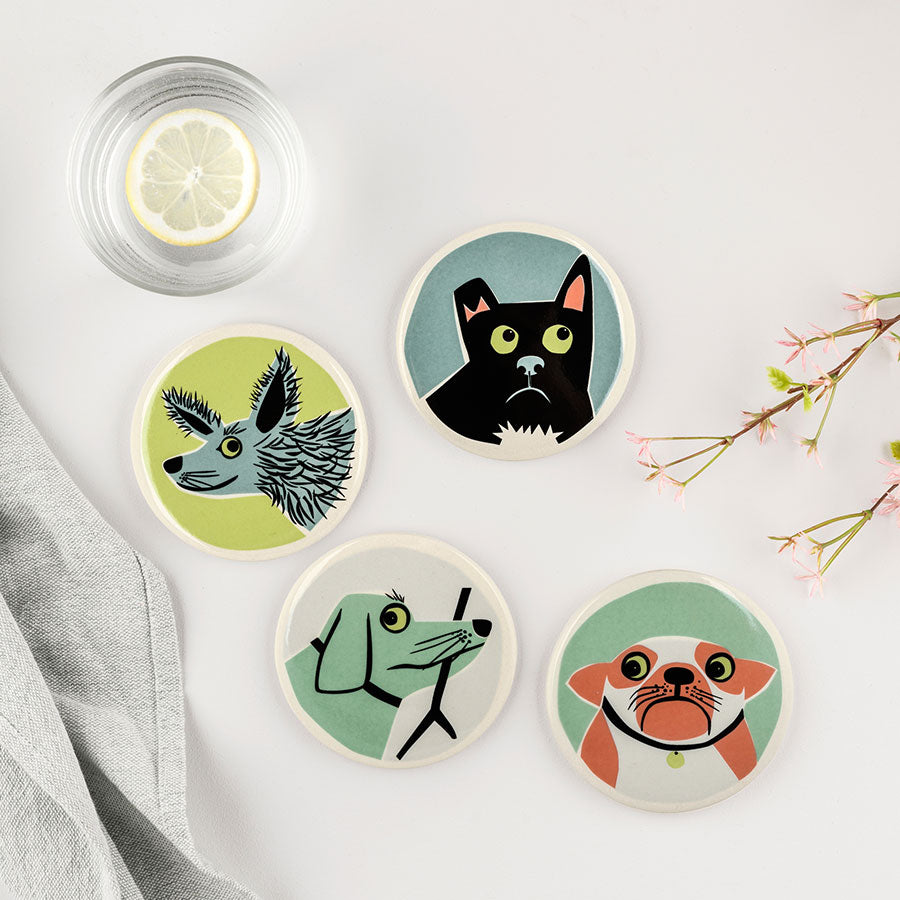 Ceramic sale dog coasters