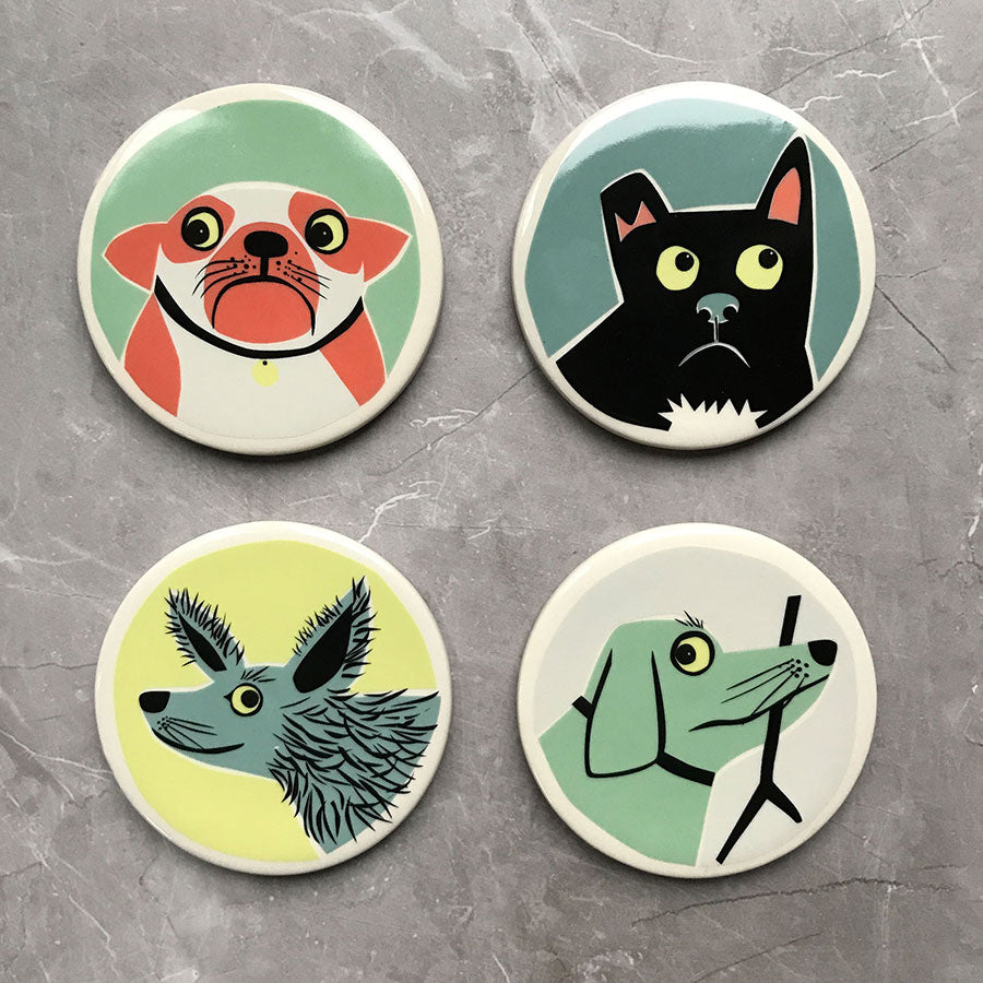 Handmade Ceramic Dog Coasters box set of 4 by Hannah Turner