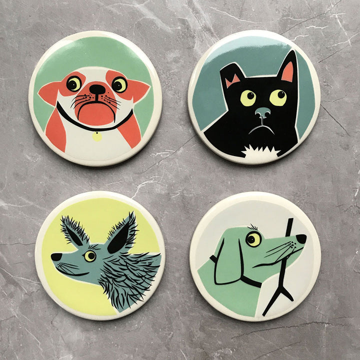 Handmade Ceramic Dog Coasters box set of 4 by Hannah Turner