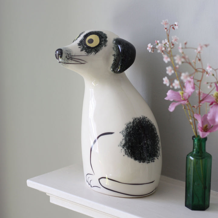 Handmade Ceramic Black and White Dog Money Box by Hannah Turner