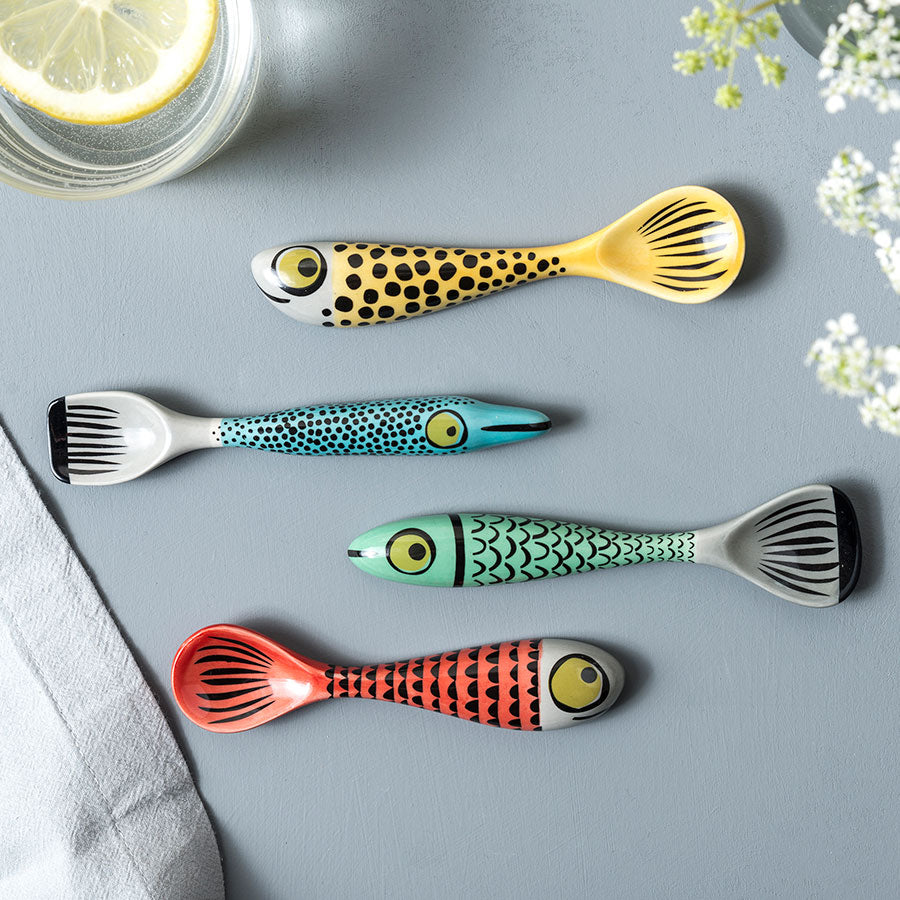 Handmade Ceramic Fish Spoons box of four by Hannah Turner