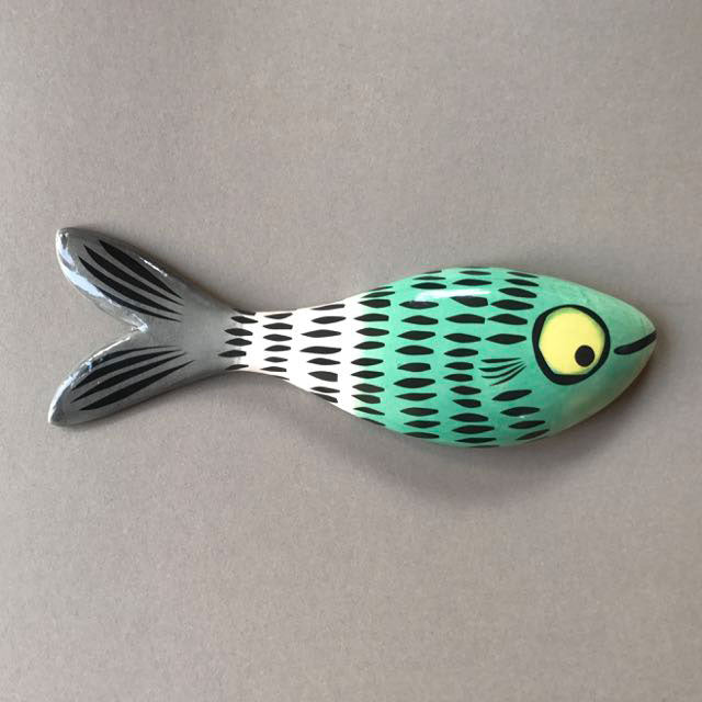 Handmade Ceramic Green Wall-Mounted Fish Ornament by Hannah Turner