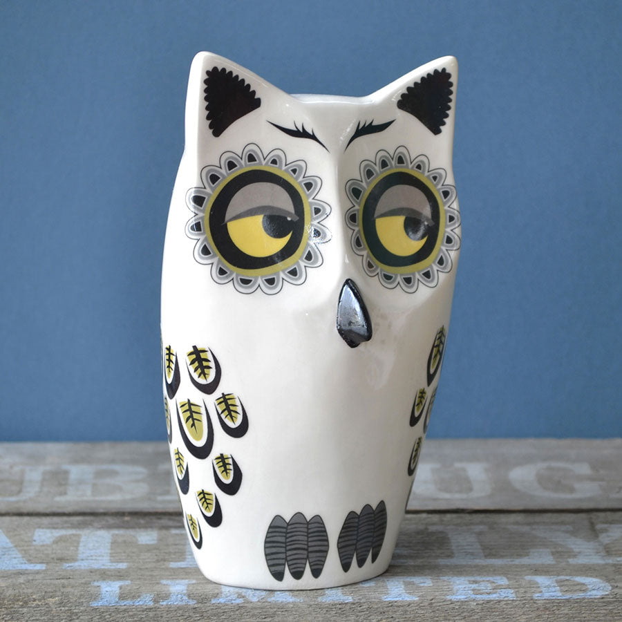 Handmade Ceramic Yellow Large Owl Ornament by Hannah Turner