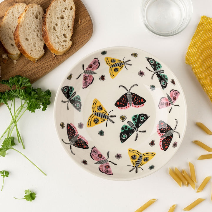 Handmade Ceramic Moth Pasta Bowl by Hannah Turner