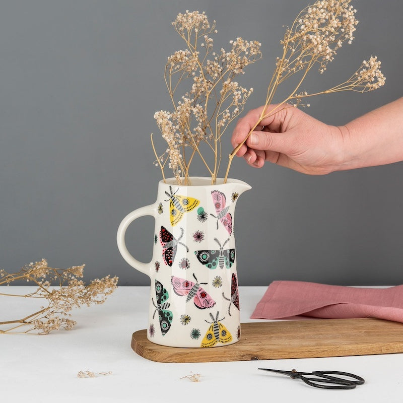Handmade Ceramic Moth Tall Jug by Hannah Turner