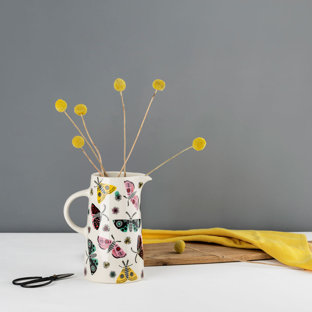 Handmade Ceramic Moth Tall Jug by Hannah Turner