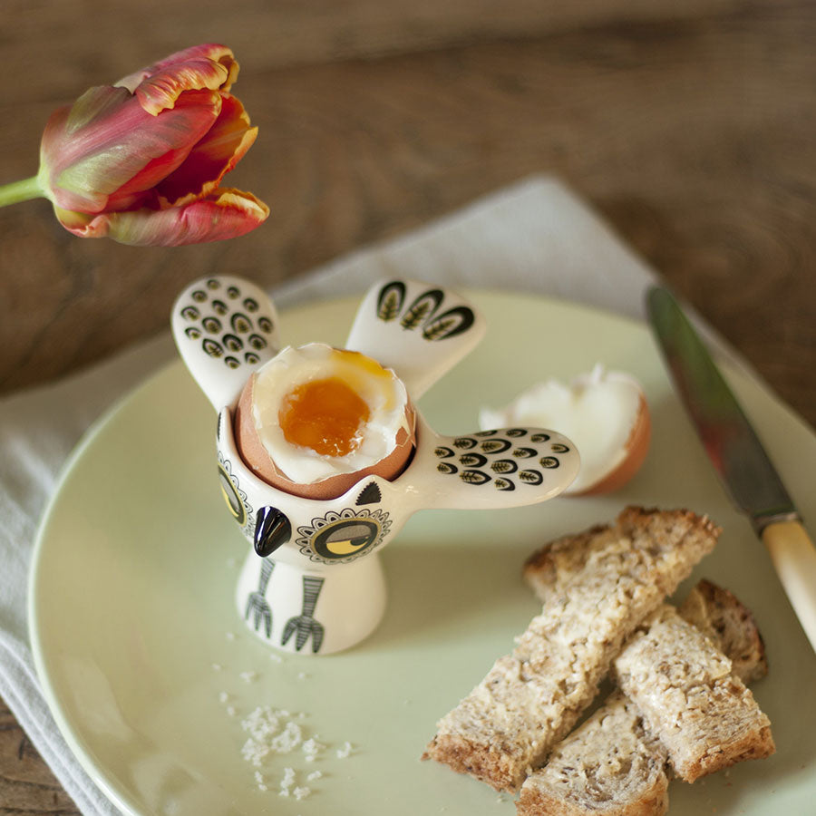 Handmade Ceramic Yellow Owl Egg Cup by Hannah Turner