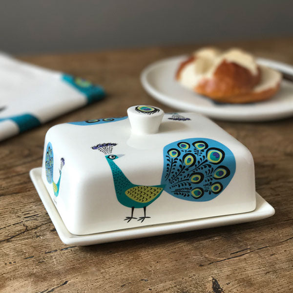 Handmade Ceramic Peacock Butter Dish by Hannah Turner