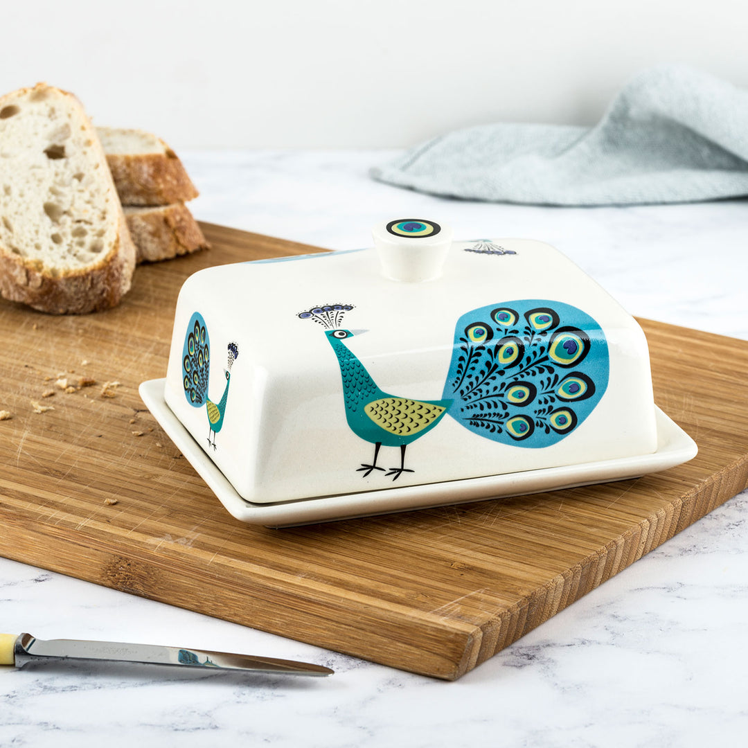 Handmade Ceramic Peacock Butter Dish by Hannah Turner