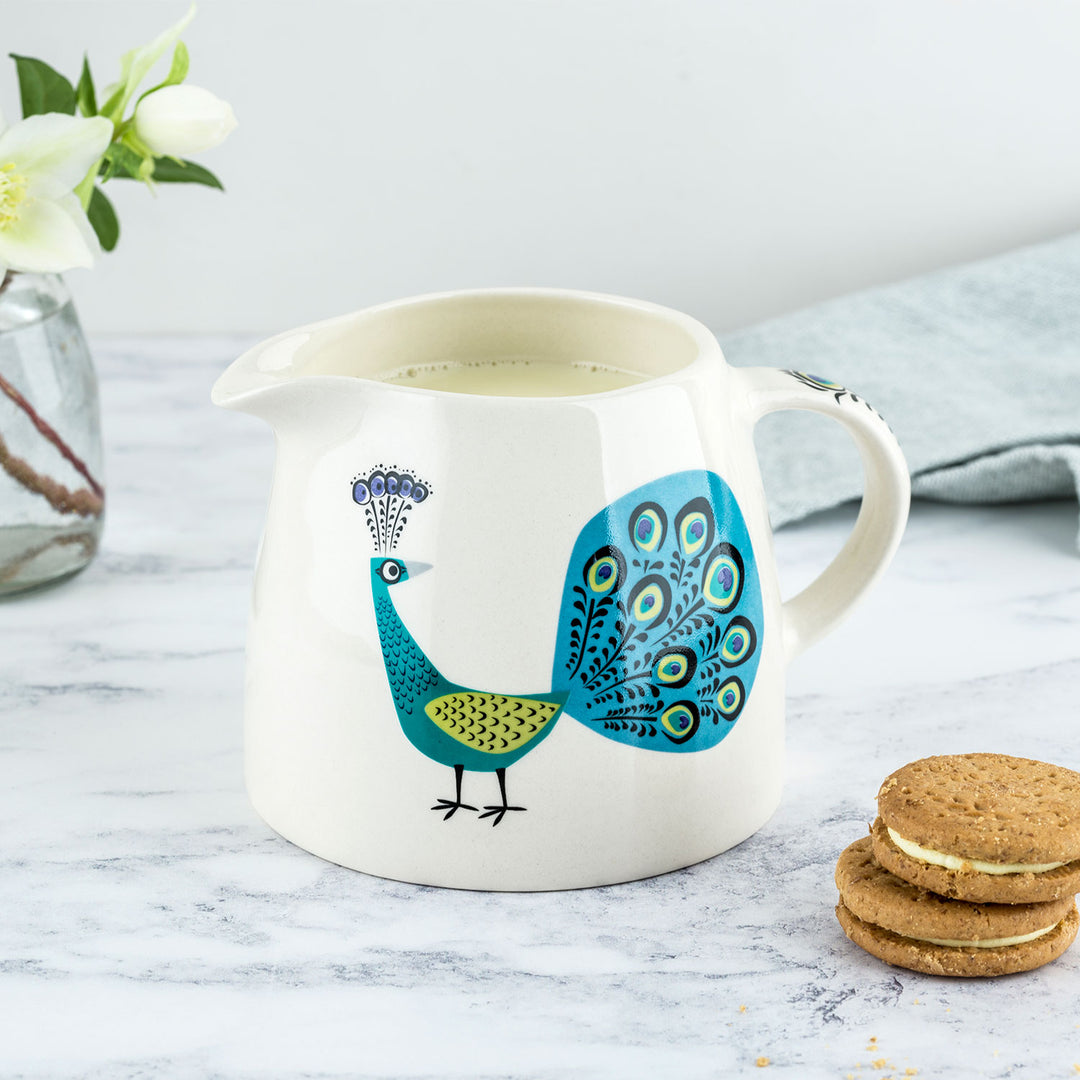 Handmade Ceramic Peacock Milk Jug by Hannah Turner