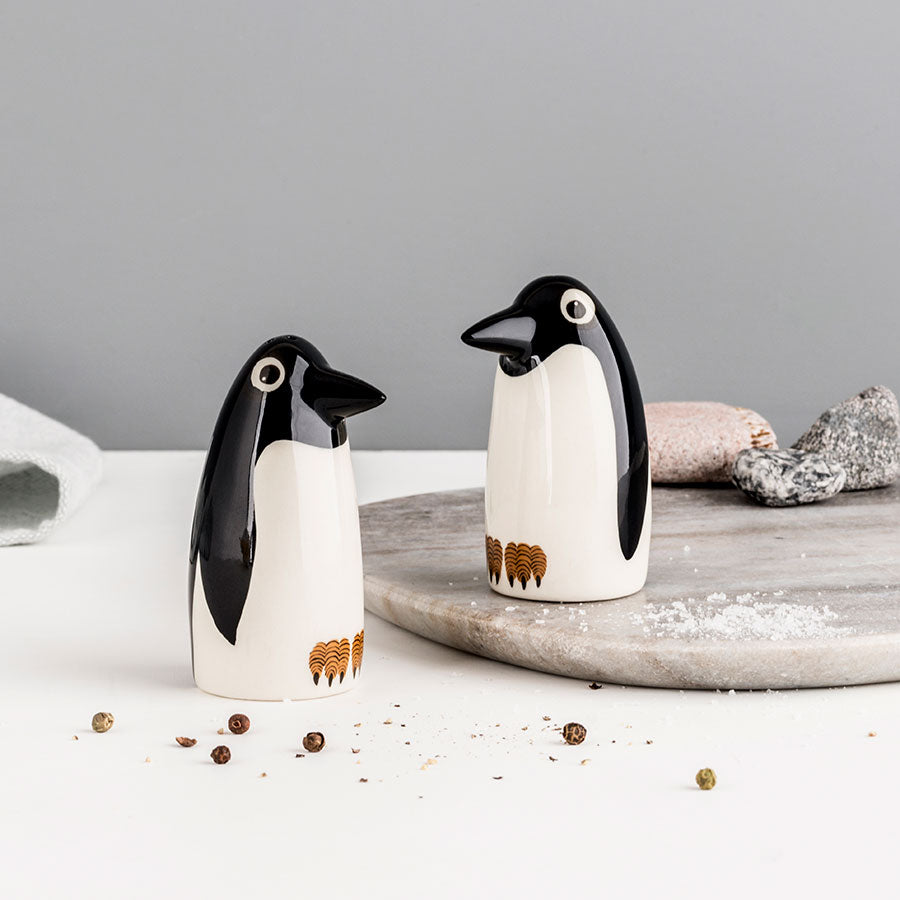 Handmade Ceramic Penguin Salt and Pepper Shakers by Hannah Turner