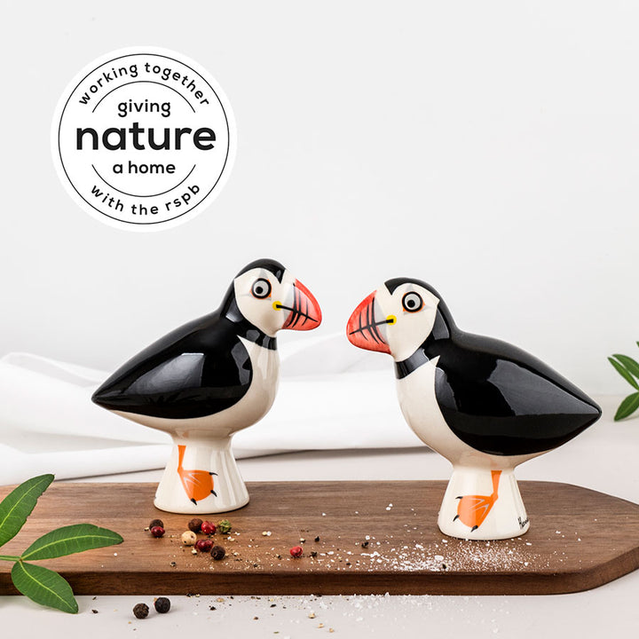 Handmade Ceramic Puffin Salt and Pepper Shakers by Hannah Turner