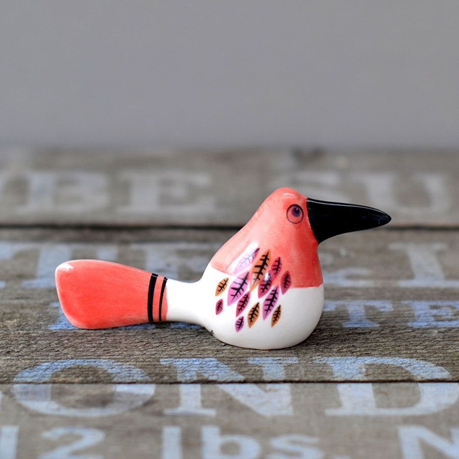 Handmade Ceramic Red Baby Bird Ornament by Hannah Turner