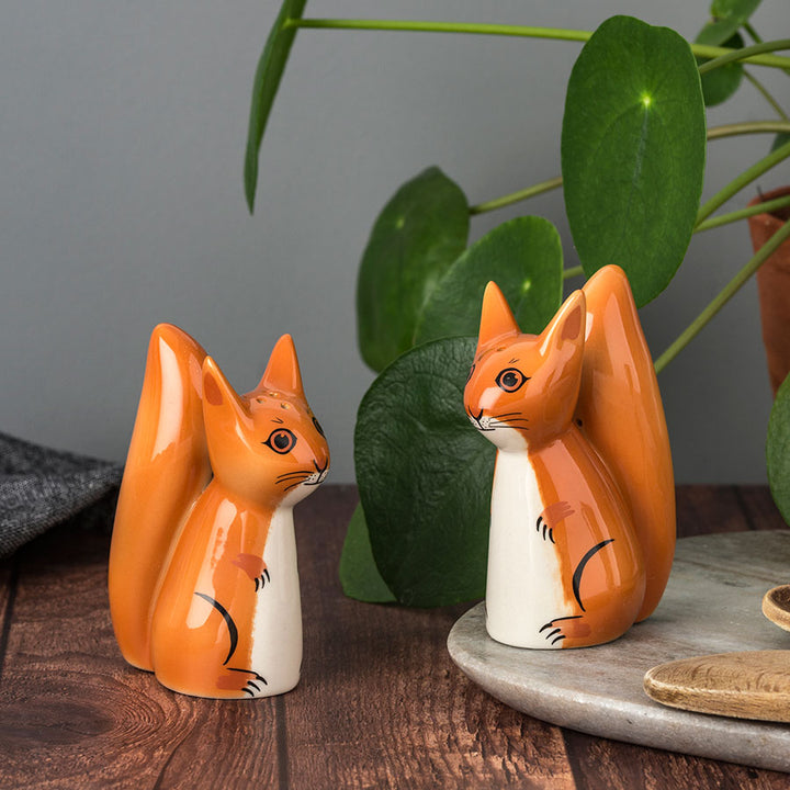 Handmade Ceramic Red Squirrel Salt and Pepper Shakers by Hannah Turner