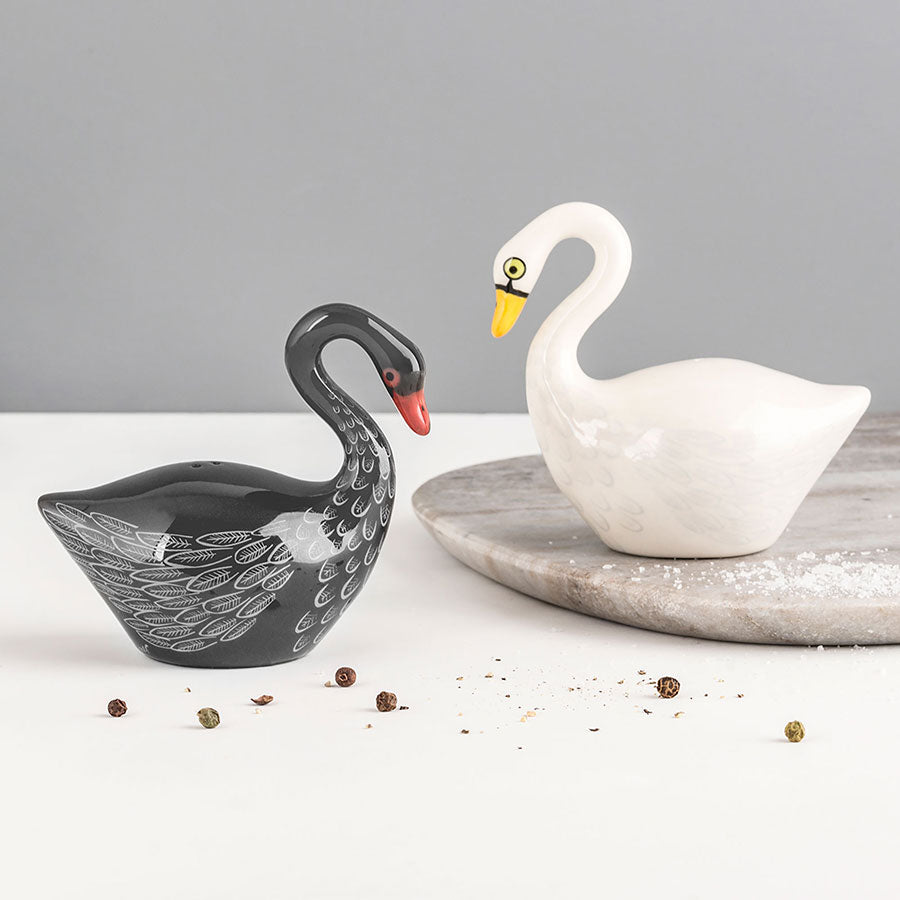 Handmade Ceramic Swan Salt and Pepper Shakers by Hannah Turner