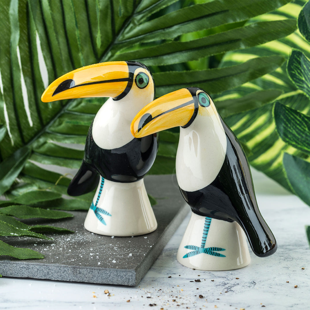 Handmade Ceramic Toucan Salt and Pepper Shakers by Hannah Turner