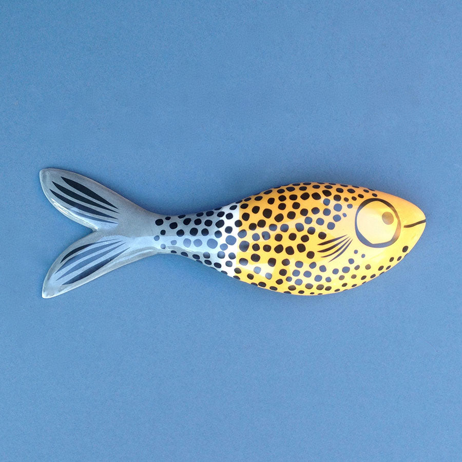 Handmade Ceramic Wall-Mounted Yellow Fish Ornament by Hannah Turner