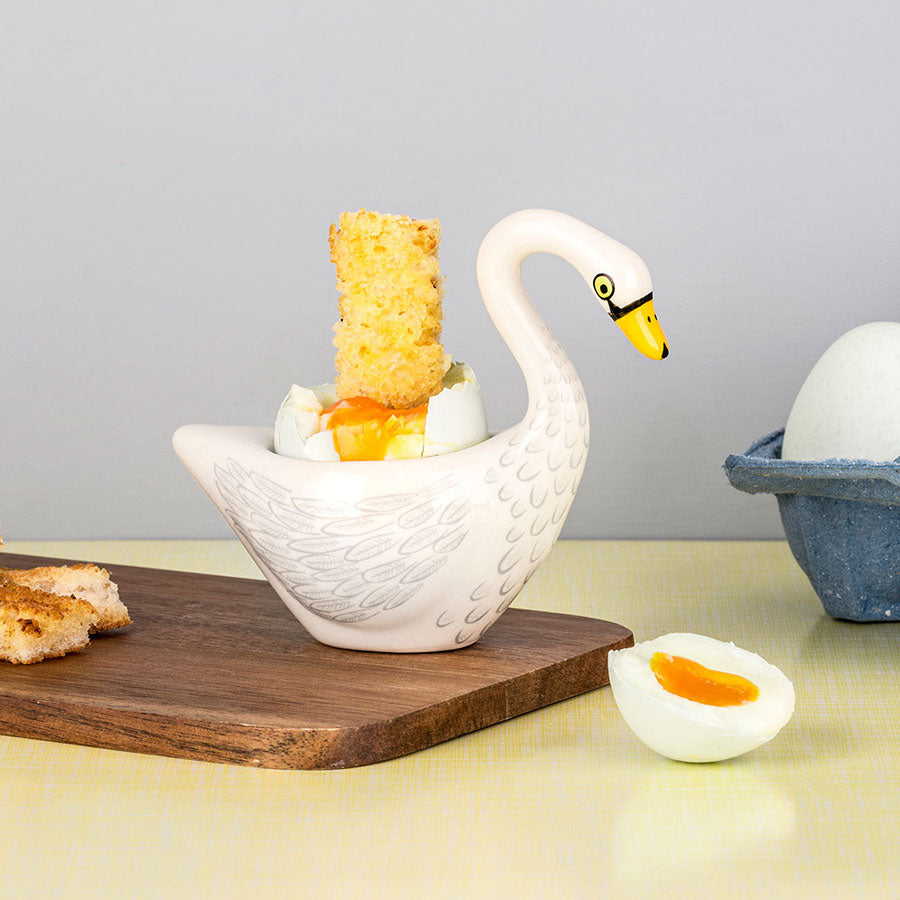 Handmade Ceramic White Swan Egg Cup by Hannah Turner
