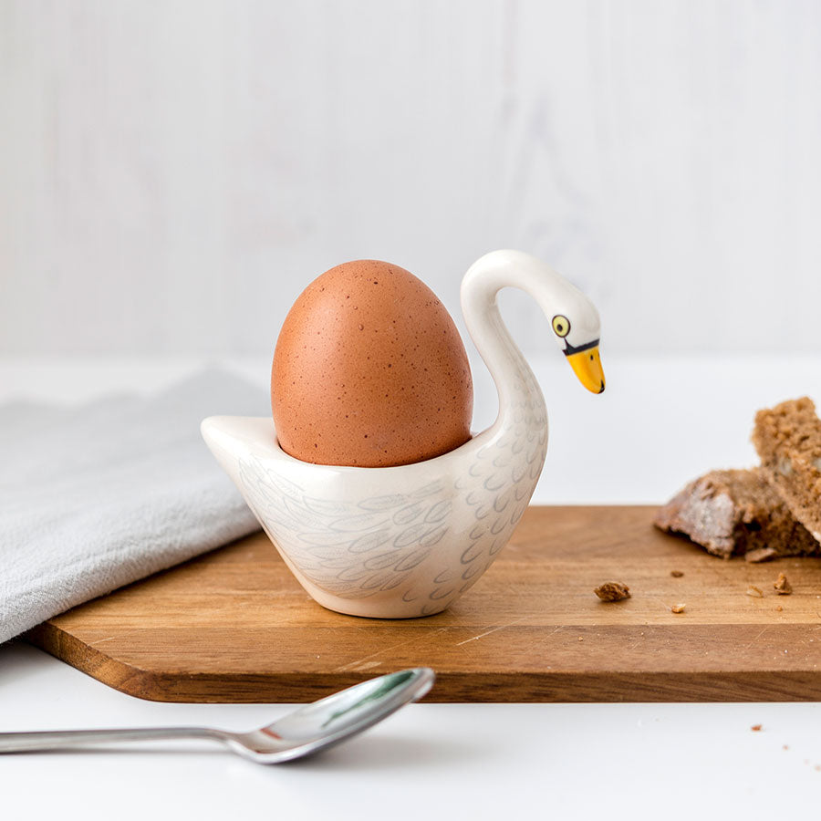 Handmade Ceramic White Swan Egg Cup by Hannah Turner