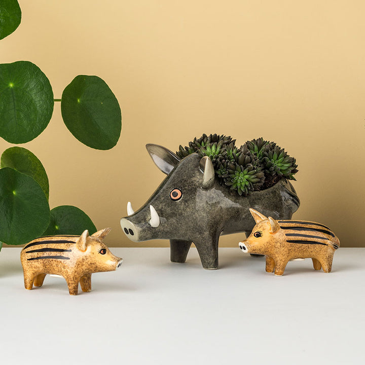 Handmade Ceramic Wild Boar Piglet Salt and Pepper Shakers by Hannah Turner