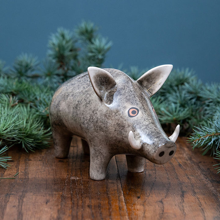 Handmade Ceramic Wild Boar Ornament by Hannah Turner